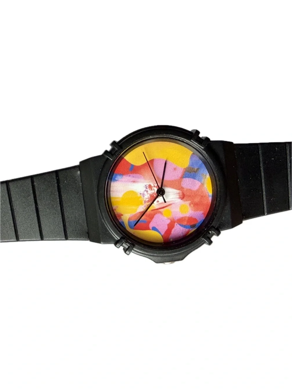 Balance and Composure Black Silicone Watch with Colorful Album Art Dial